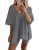 Ekouaer Womens Pajamas 2 Piece Lounge Sets Oversized V Neck T-Shirts Tops Biker