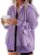 Eytino Womens Plus Size Sweatshirt Zip Up Shacket Jacket, Purple, 5X