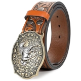 BELTROAD Western Leather Buckle Belt for Men Women Cowboy Cowgirl Leather Mens B