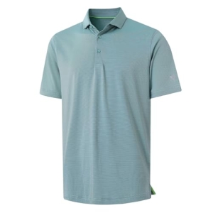 MAELREG Men’s Polo Shirts Short Sleeve Quick Dry Performance Lightweight Pinstri