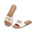 FITORY Women’s Sandals Fashion Soft Slides with Gold Buckle, White 9