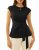 Dressy Tops for Women Casual Solid Color Work Top Casual Cap Sleeve Tie Waist El