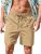 RQP Mens Cotton Linen Shorts Casual Drawstring 7inch Inseam Shorts Stretch Summe