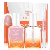 modelones Nail Strengthener Clear Gel Top Coat Nail Polish Cuticle Oil Pen Pink
