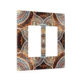 Bohemian Colorful Vintage Floral Mandala Flower Double Rocker Wall Plates 2 Gang