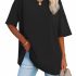 Zeagoo Black Sweaters for Women Short Sleeve Sweater V Neck Tops Dressy Work Blo