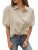 Tankaneo Women’s Button Down Shirts Short Puff Sleeve Collared Dressy Casual Blo