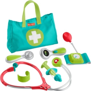 Fisher-Price Preschool Pretend Play Medical Kit 7-Piece Doctor Bag Dress Up Toys
