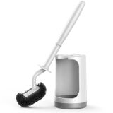 HAMITOR Toilet Bowl Brush Holder Set: Curved Design with Holder for Deep Cleanin