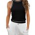 PRETTYGARDEN Womens Summer High Neck Ribbed Tank Tops Casual Basic Sleeveless Sl