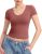 PUMIEY Summer Tops for Women V Neck Short Sleeve T Shirts Sexy Going Out Tops Ba