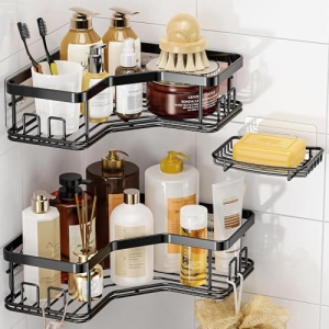 MAXIFFE 3 Pack Corner Shower Caddy with Soap Holder