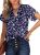 Dokotoo Womens Casual Alicia Flowy Print V Neck Smocked Short Sleeve Chiffon Blo