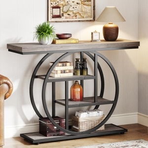 Tribesigns 41.3″ Console Table, Industrial 4-Tier Sofa Table Entryway Table with