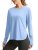 Women’s Sun Shirts UPF 50+ Long Sleeve Workout Hiking Tops(Haze Blue,3XL)