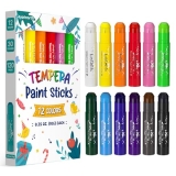 JUPITEARTH 12 Colors Tempera Paint Sticks with 120 PDF Coloring Pages and 30 Sti