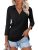 TICTICMISS Womens V Neck Polo Shirts 3/4 Sleeve Collared Tops Business Casual Su