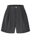 KIRUNDO Shorts for Women Dressy Casual Summer Elastic Waist in the Back Pleated