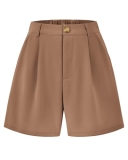 KIRUNDO Shorts for Women Dressy Casual Summer Elastic Waist in the Back Pleated