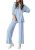 PRETTYGARDEN Two Piece Sets for Women Lounge Matching Set, Light Blue,XL