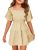 Batermoon Girls Summer Dress Square Neck Short Sleeve Crossover Waist Casual A-l
