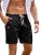JMIERR Linen Shorts for Men 7 inch Lightweight Cotton Elastic Waist Drawstring S