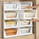 Pinkpum 5 Pack Stackable Plastic Storage Closet Organizers and Storage Bins Draw
