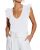Womens White Ribbed Ruffle Sleeve Shirt Sexy Deep V Neck Slim Fitting Tops Trend