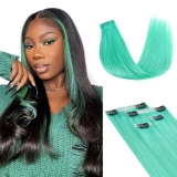 Lashey Seamless Clip in Hair Extensions Human Hair 4pcs 37g Green 16 Inch Straig