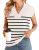 Ivicoer Womens Sweaters Tank Vest Striped Casual V-Neck Knitted Short Sleeve Lig