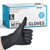 Borje Nitrile Gloves Large, 100 Count Disposable Gloves