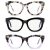 LADEESSE Readers for Women Oprah Style 3 Pack Square Reading Glasses with Spring