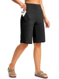 G Gradual Women’s Bermuda Shorts 12″ Knee Length with Pockets High Waisted Stret