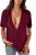 UNCLECAT Womens Deep V-Neck T Shirts Sexy Short Sleeve Tops Summer Oversized Tee