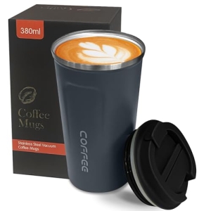 Insulated Travel Coffee Mug, Stainless Steel Coffee Cup with Leakproof Lid