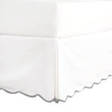 HIG Off White Chic King Bed Skirt – Easy Fit Scallop Edge Pleated Bedskirts