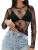 MEROKEETY Womens Long Sleeve Lace Sheer Mesh Top 2025 Crewneck Sexy Y2k See Thro