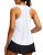 G Gradual Women’s Workout Tops Racerback Athletic Tank Tops(White,L)