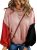 Dokotoo Womens Sweaters Crew Neck Colorblock Bishop Sleeve Knit Ribbed Jumper To