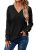 Dokotoo Long Sleeve Shirts for Women V Neck Cute Soft Solid Button Detail Tunic