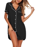 Ekouaer Nightgowns for Women Button Down Nightshirt Short Sleeve V Neck Sleepshi
