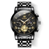 OLEVS Black Watches for Men Casual Fashion Big Face Man Watch Luxury Analog Quar