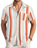 COOFANDY Men’s Casual Button Down Shirts Short Sleeve Textured Summer Beach Shir