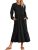 ANRABESS Womens Long Sleeve Crewneck Tiered Dress,Black,S