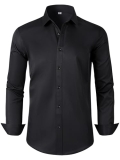 GIANZEN Black Button Down Dress Shirt Men Shirts Mens Long Sleeve Big and Tall O