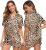 SWOMOG Womens Silk Satin Pajamas Set Short Sleeve Sleepwear Button Down Top and