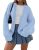 PRETTYGARDEN Cardigan Sweaters for Women Trendy Fall Fashion, Light Blue,M