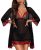 RSLOVE Women Sexy Lingerie Set 3 Piece Babydoll & Lace Kimono Robe Strap Chemise