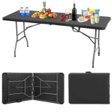 BestOffice Outdoor 6 FT Folding Camping Table Plastic Table Portable Square Heig