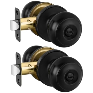 Haidms 2 Pack Matte Black Door Knobs Interior Privacy